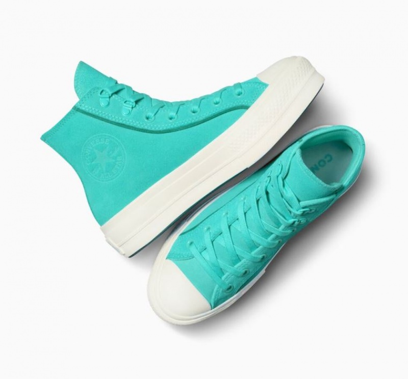 Turquoise Converse Chuck Taylor All Star Lift Suede Women's Platform Sneakers | NZ WVRHQ4725