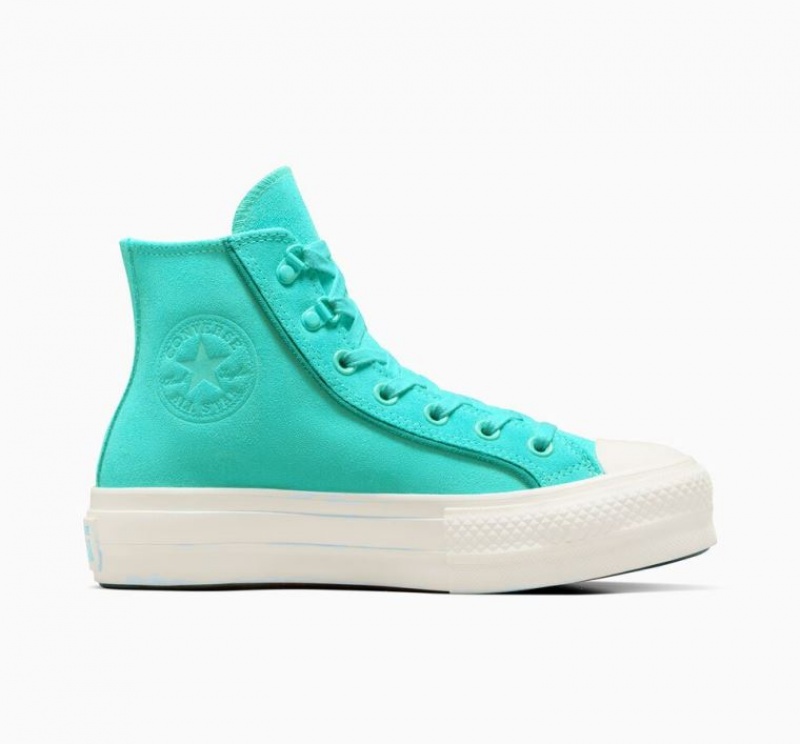 Turquoise Converse Chuck Taylor All Star Lift Suede Women\'s Platform Sneakers | NZ WVRHQ4725