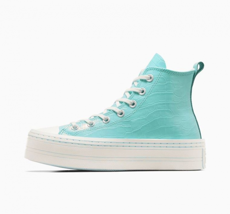 Turquoise Converse Chuck Taylor All Star Modern Lift Embossed Women's Platform Sneakers | NZ UZQND7693