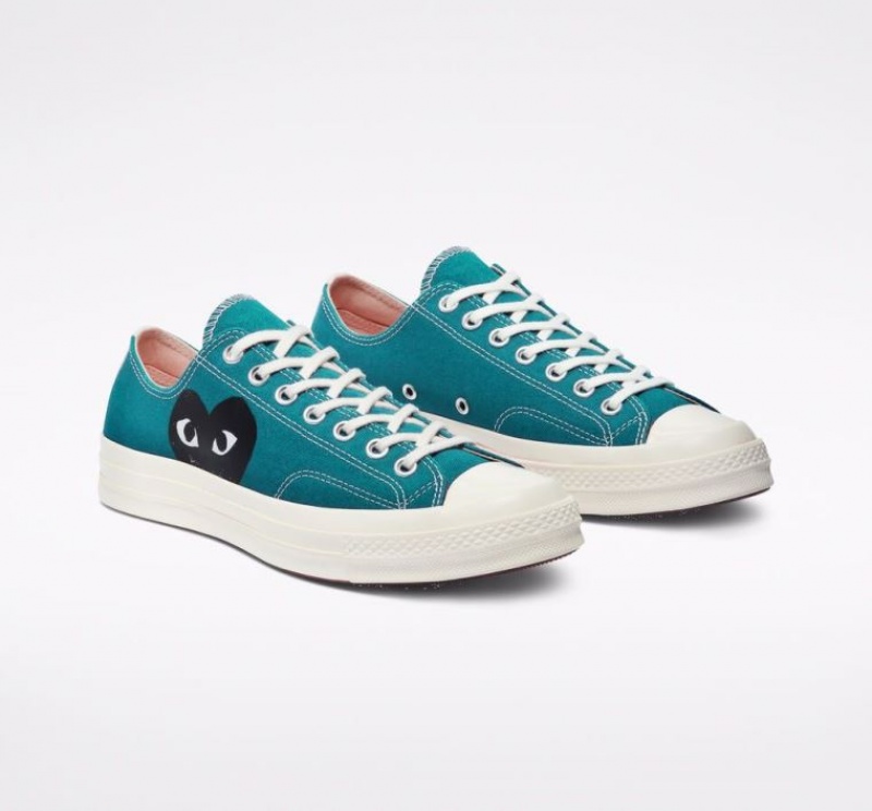 Turquoise Converse X Comme Des Garçons Play Chuck 70 Men's Low Tops | NZ TREGI1984