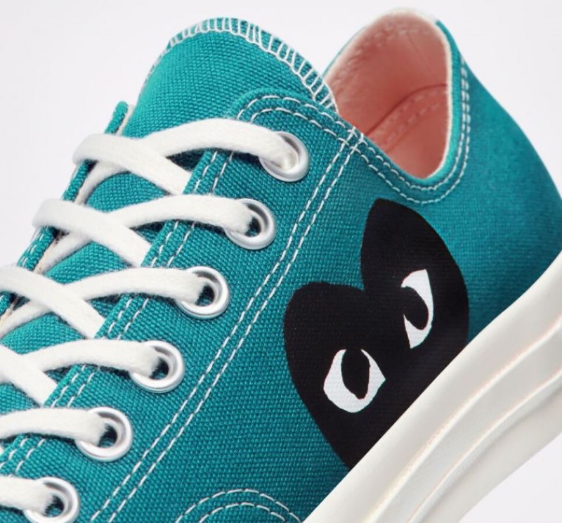 Turquoise Converse X Comme Des Garçons Play Chuck 70 Men's Low Tops | NZ TREGI1984