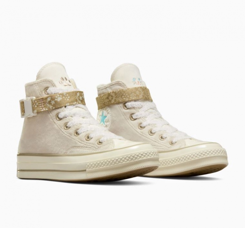 White Converse Chuck 70 Cat Inspired Women's High Tops | NZ MJTAG0751