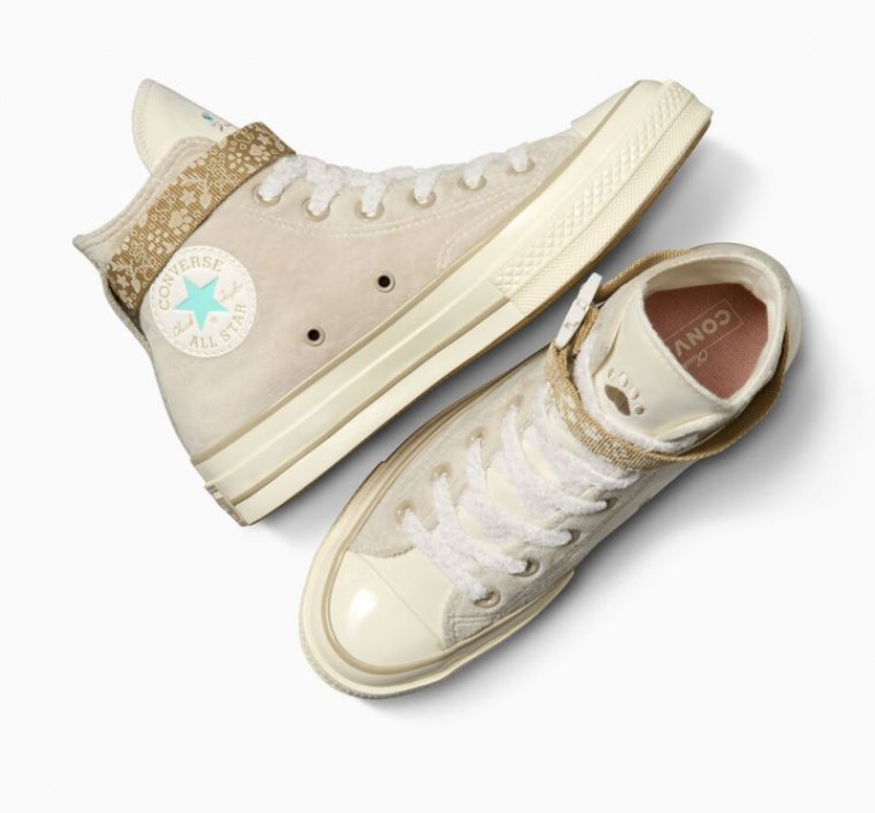 White Converse Chuck 70 Cat Inspired Women's High Tops | NZ MJTAG0751