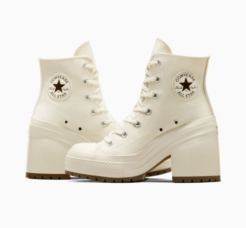 White Converse Chuck 70 De Luxe Heel Women's High Tops | NZ JFXVN7206