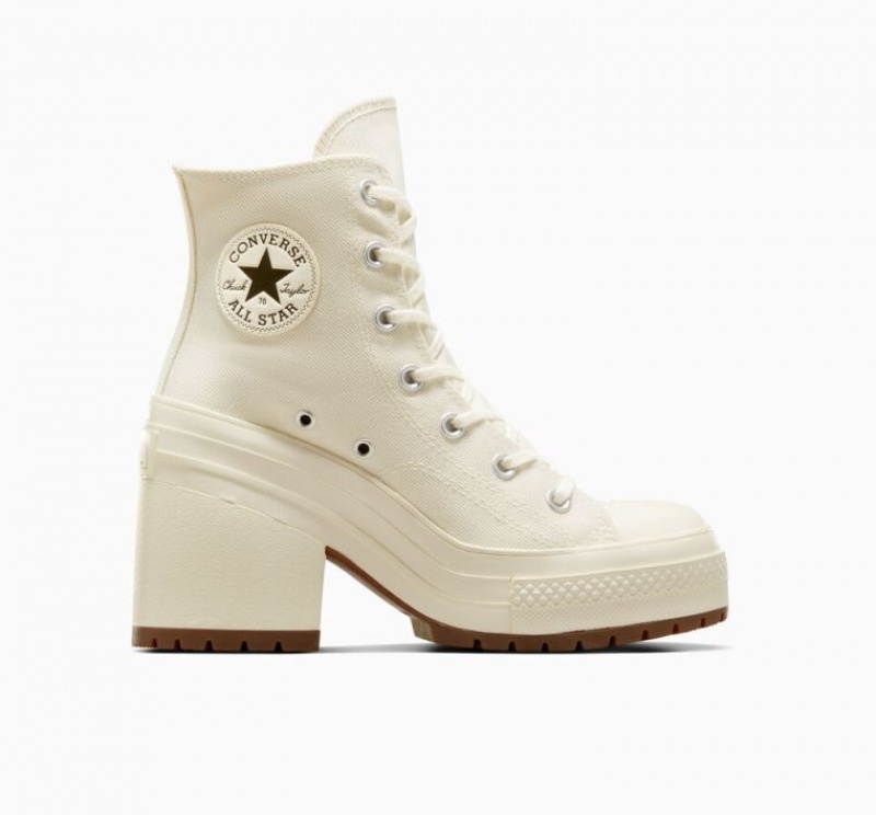 White Converse Chuck 70 De Luxe Heel Women\'s High Tops | NZ JFXVN7206