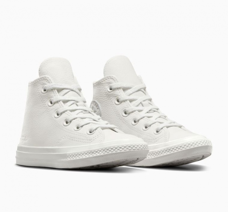 White Converse Chuck 70 Leather Kids' High Tops | NZ TXQHJ1869