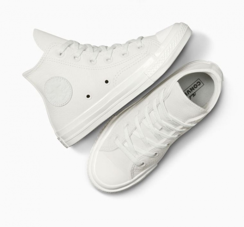 White Converse Chuck 70 Leather Kids' High Tops | NZ TXQHJ1869