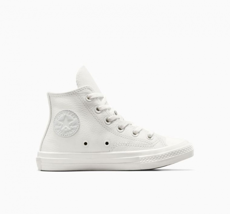 White Converse Chuck 70 Leather Kids\' High Tops | NZ TXQHJ1869