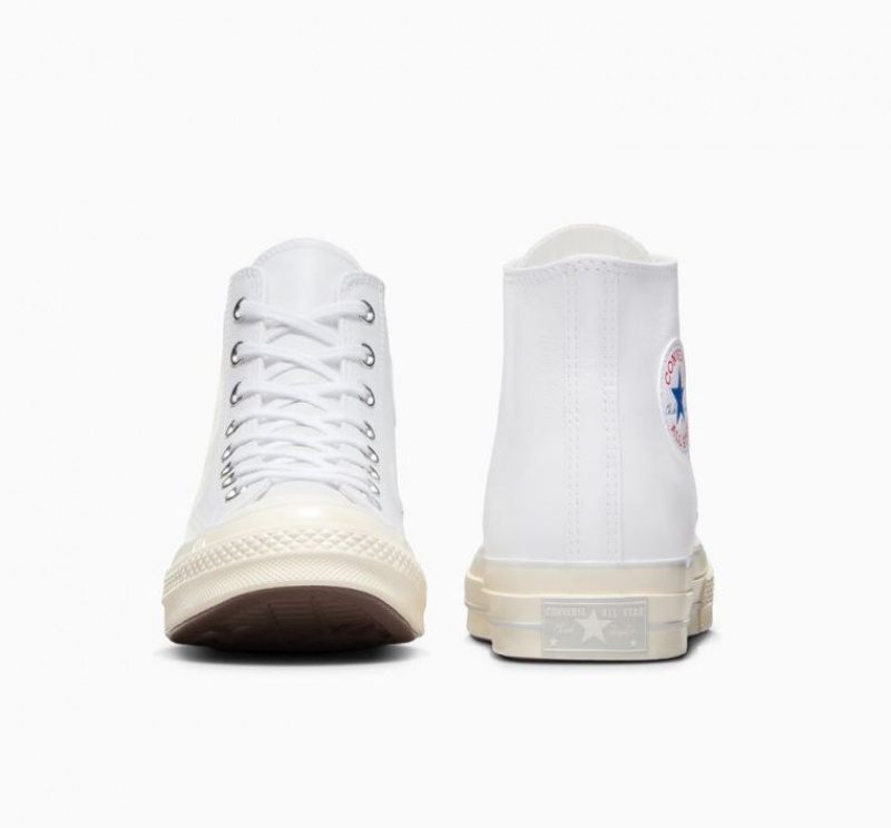 White Converse Chuck 70 Leather Men's High Tops | NZ FISCG3458