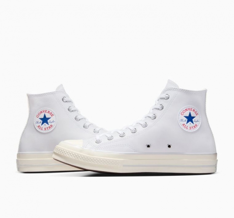 White Converse Chuck 70 Leather Men's High Tops | NZ FISCG3458