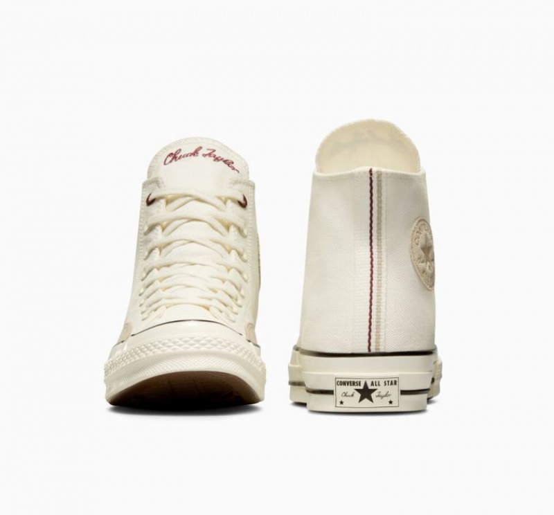 White Converse Chuck 70 Mixed Materials Men's High Tops | NZ UQIDN8932