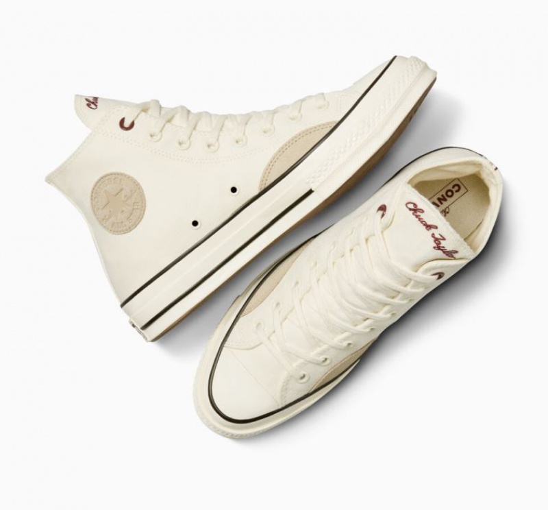 White Converse Chuck 70 Mixed Materials Men's High Tops | NZ UQIDN8932