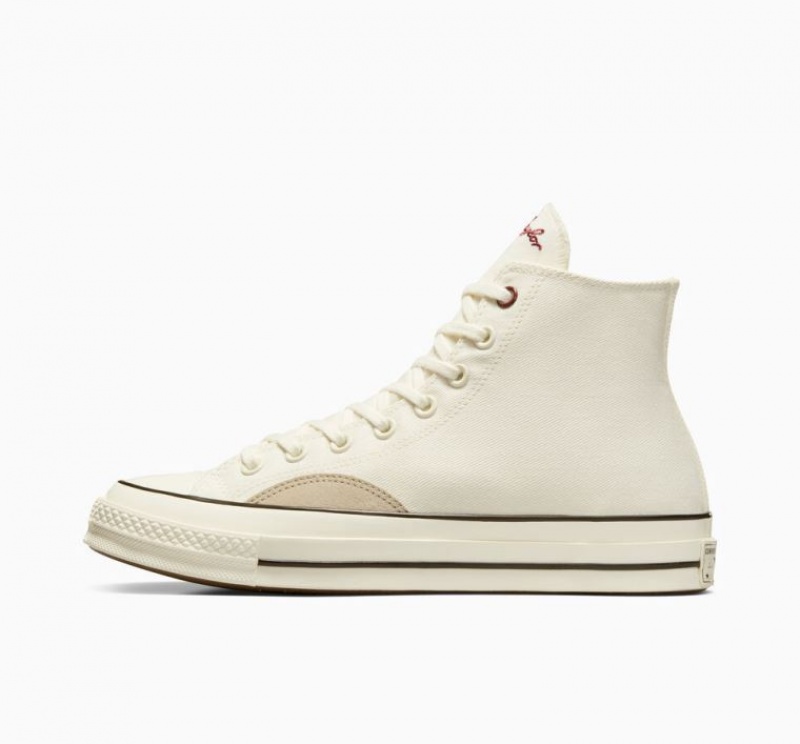 White Converse Chuck 70 Mixed Materials Men's High Tops | NZ UQIDN8932