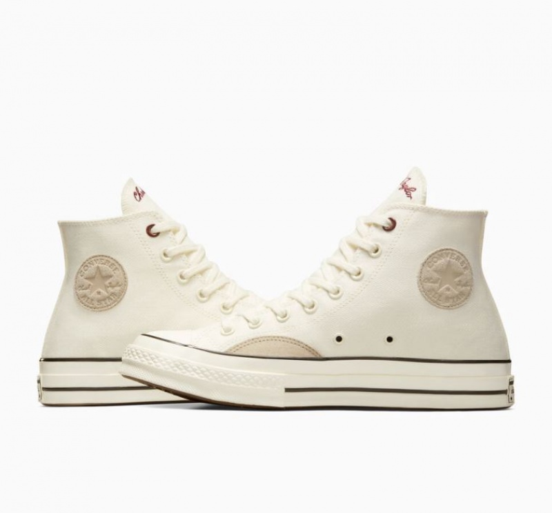 White Converse Chuck 70 Mixed Materials Men's High Tops | NZ UQIDN8932