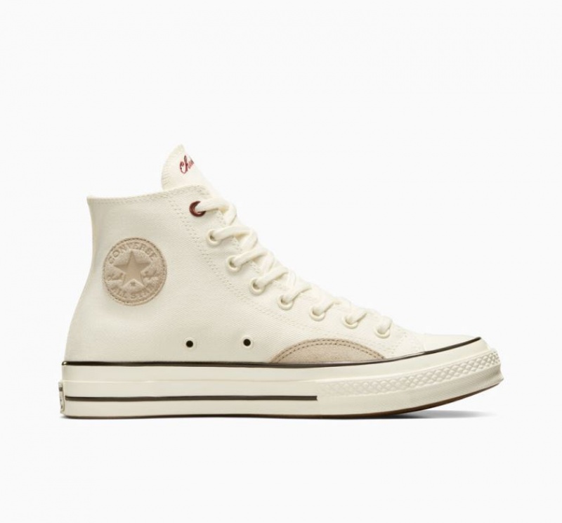 White Converse Chuck 70 Mixed Materials Men\'s High Tops | NZ UQIDN8932