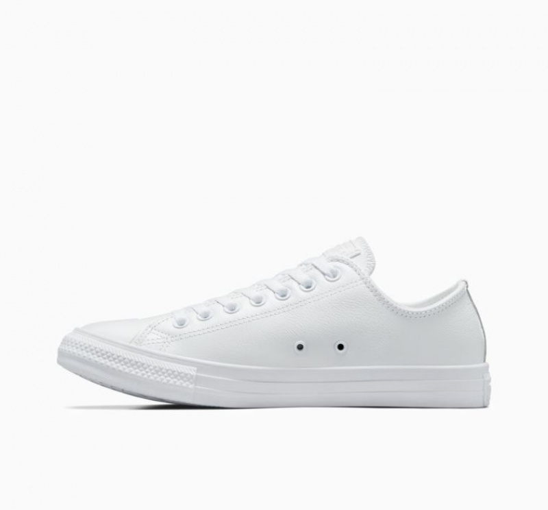 White Converse Chuck Taylor All Star Leather Men's Low Tops | NZ AVOXZ0426