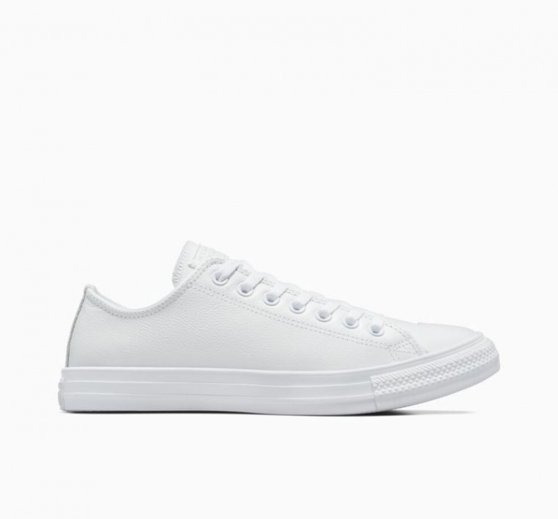 White Converse Chuck Taylor All Star Leather Men\'s Low Tops | NZ AVOXZ0426