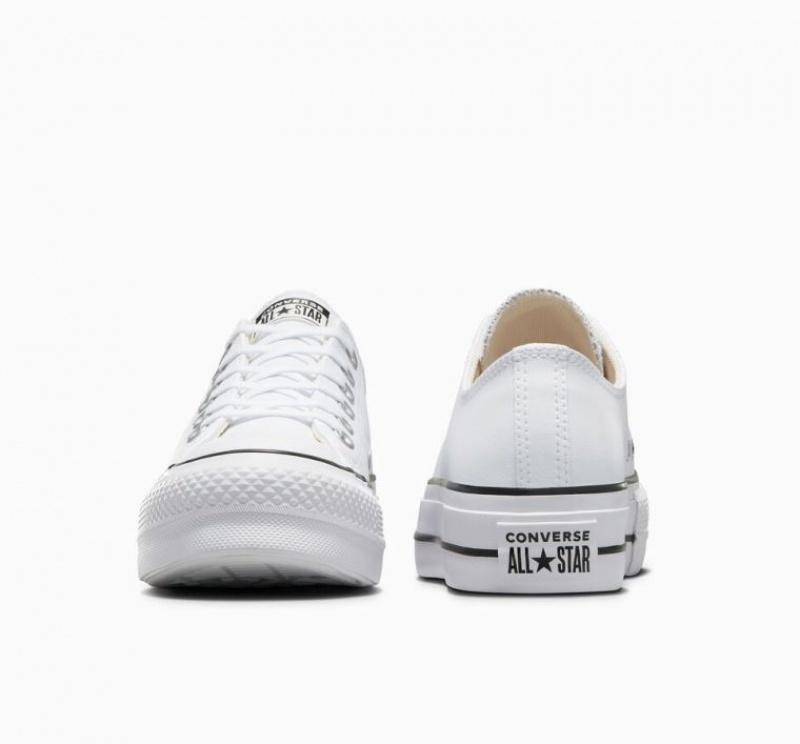 White Converse Chuck Taylor All Star Lift Leather Women's Platform Sneakers | NZ YLGQA4869