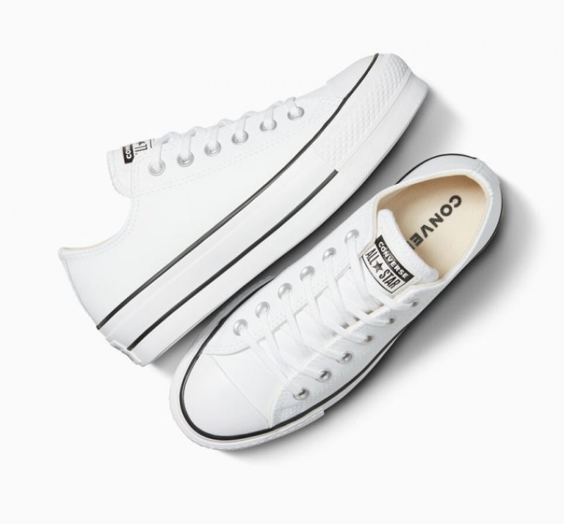 White Converse Chuck Taylor All Star Lift Leather Women's Platform Sneakers | NZ YLGQA4869