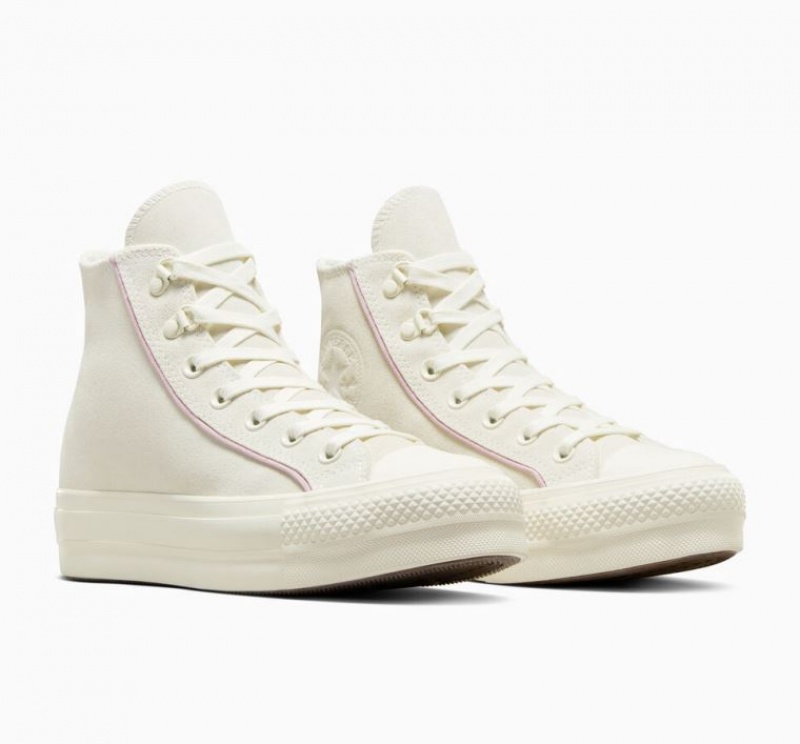 White Converse Chuck Taylor All Star Lift Suede Women's Platform Sneakers | NZ SFHIR0961