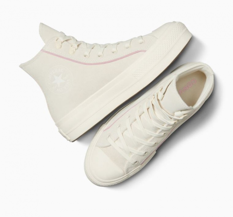 White Converse Chuck Taylor All Star Lift Suede Women's Platform Sneakers | NZ SFHIR0961