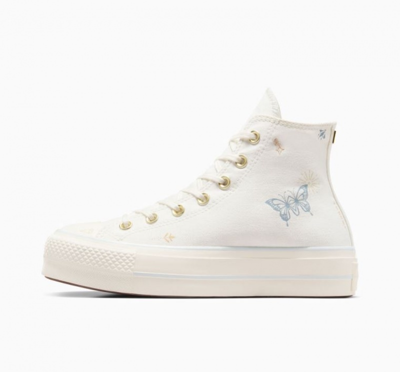 White Converse Chuck Taylor All Star Lift Tiny Tattoos Women's Platform Sneakers | NZ TCZRD6312