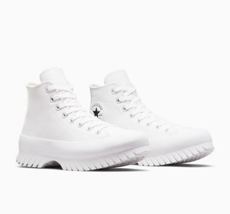 White Converse Chuck Taylor All Star Lugged 2.0 Leather Women's High Tops | NZ XQEFG8271