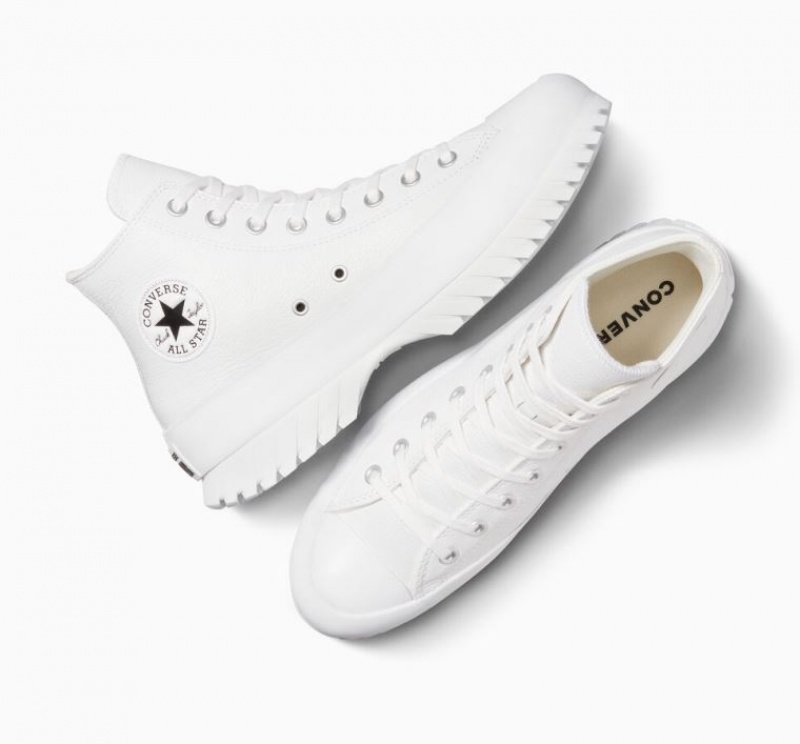 White Converse Chuck Taylor All Star Lugged 2.0 Leather Women's High Tops | NZ XQEFG8271