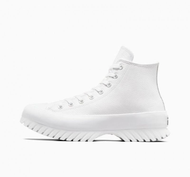 White Converse Chuck Taylor All Star Lugged 2.0 Leather Women's High Tops | NZ XQEFG8271