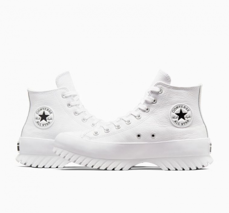 White Converse Chuck Taylor All Star Lugged 2.0 Leather Women's High Tops | NZ XQEFG8271