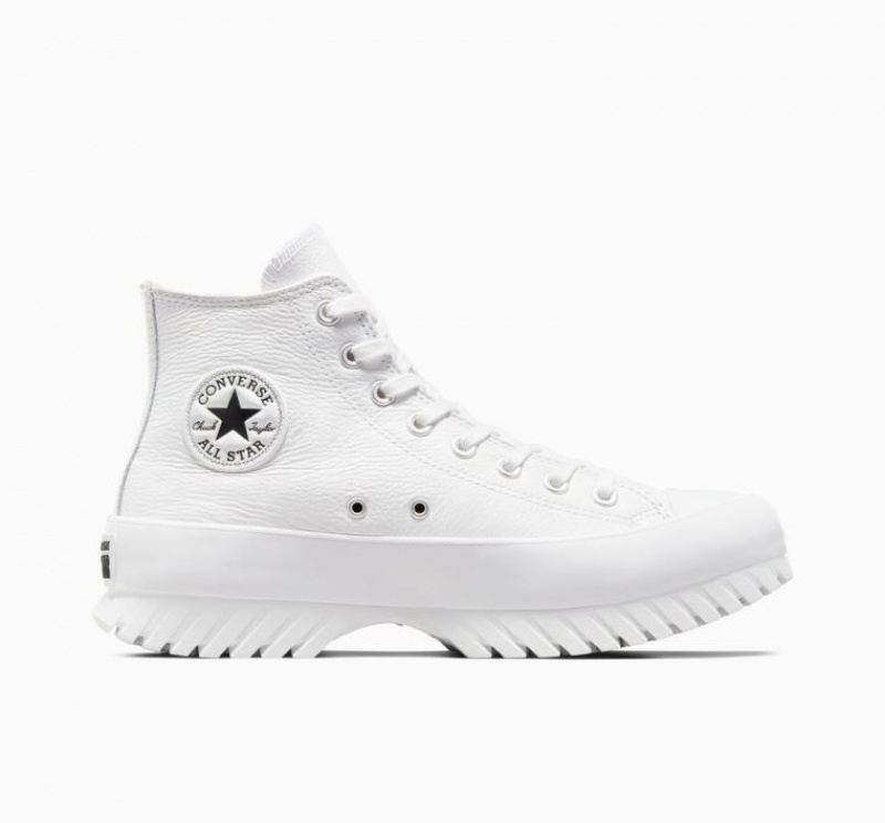 White Converse Chuck Taylor All Star Lugged 2.0 Leather Women\'s High Tops | NZ XQEFG8271