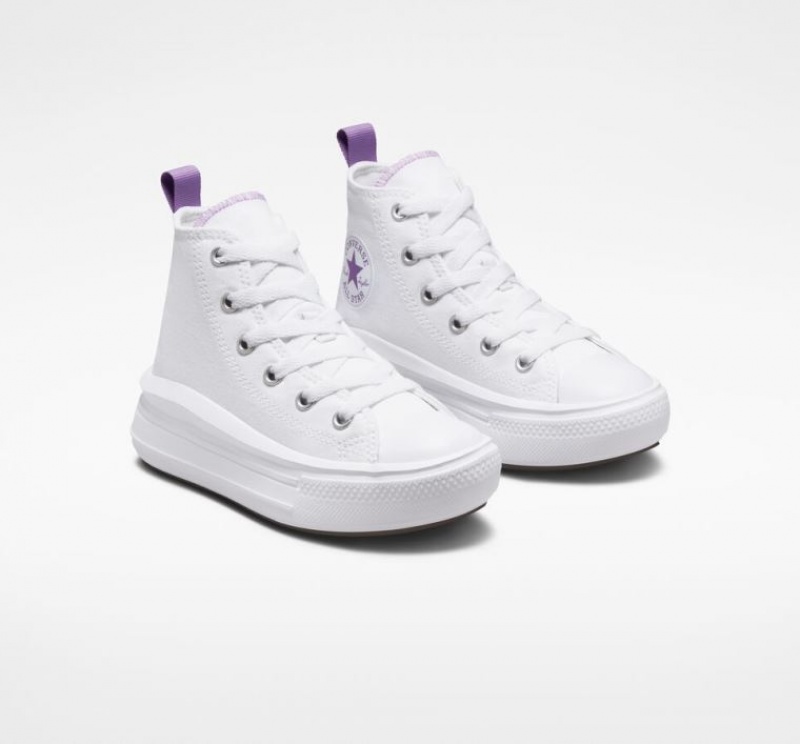 White Converse Chuck Taylor All Star Move Kids' Platform Sneakers | NZ JZSIK2154