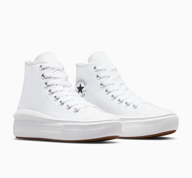 White Converse Chuck Taylor All Star Move Women's Platform Sneakers | NZ UBXHO2619