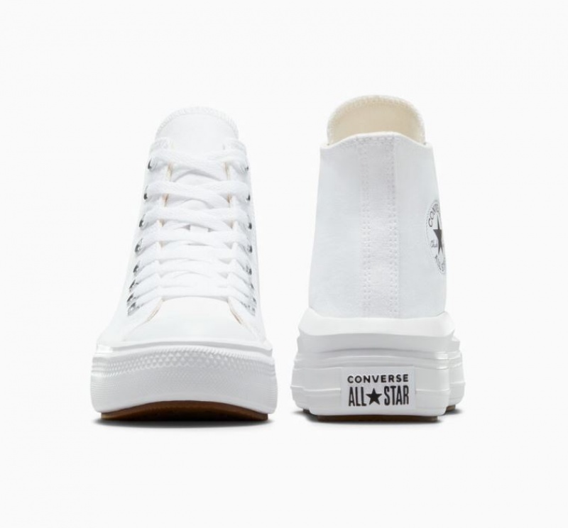 White Converse Chuck Taylor All Star Move Women's Platform Sneakers | NZ UBXHO2619