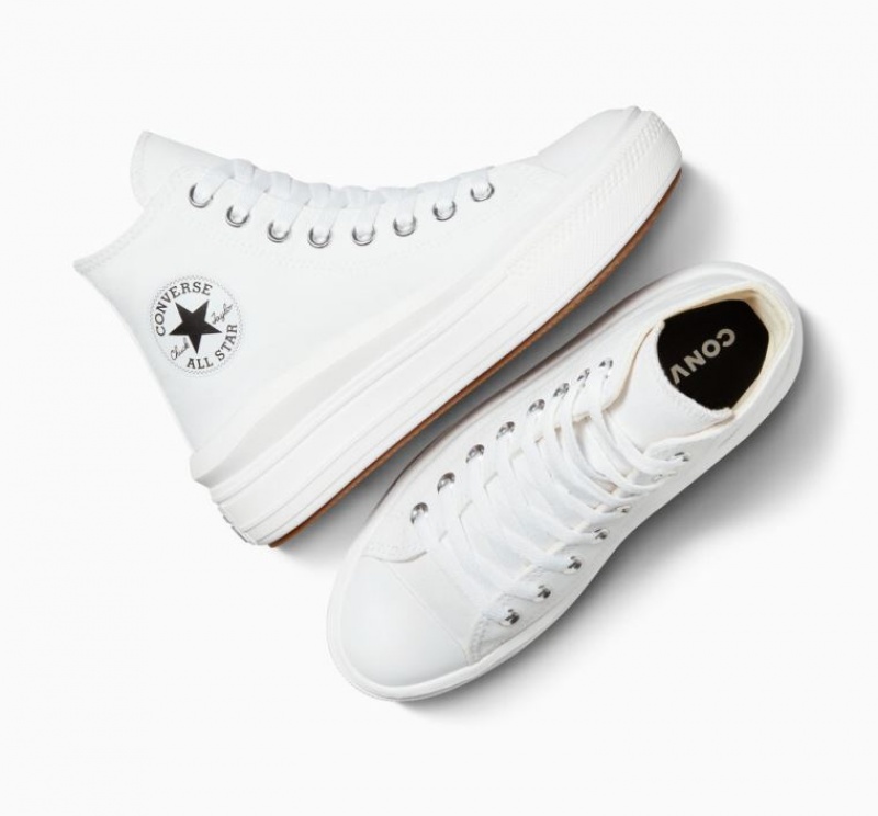 White Converse Chuck Taylor All Star Move Women's Platform Sneakers | NZ UBXHO2619