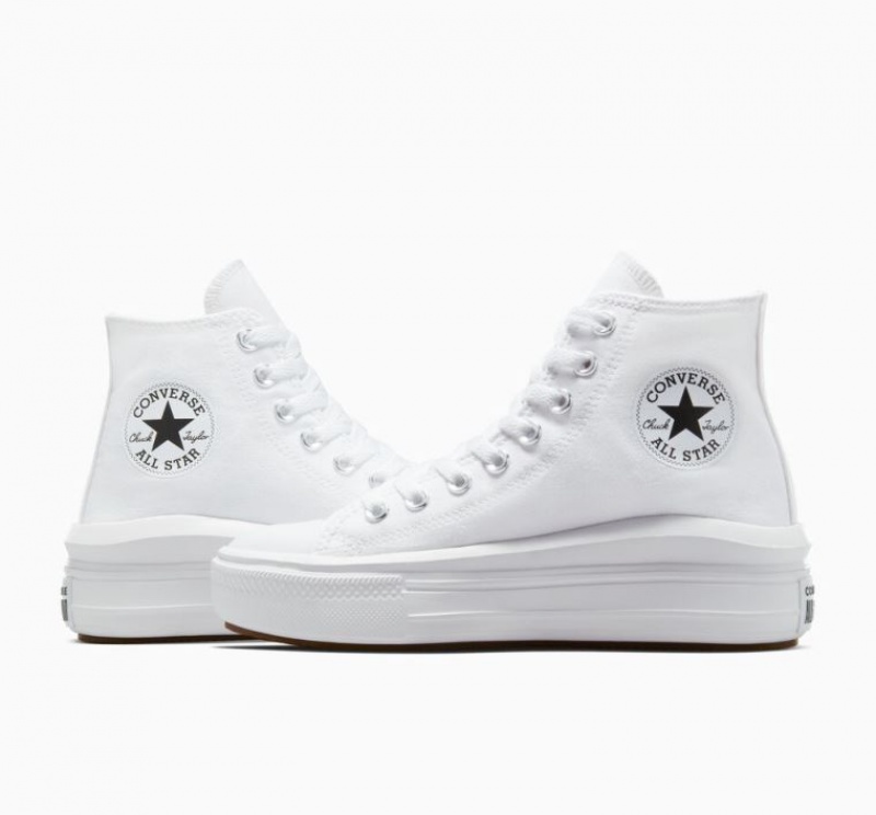 White Converse Chuck Taylor All Star Move Women's Platform Sneakers | NZ UBXHO2619