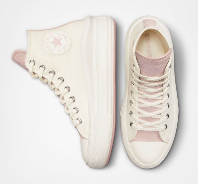 White Converse Chuck Taylor All Star Move Tonal Materials Women's Platform Sneakers | NZ CKFAY2370