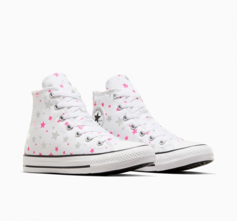 White Converse Chuck Taylor All Star Sparkle Kids' High Tops | NZ KHEIL2561