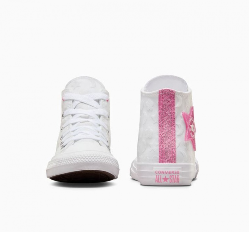 White Converse Chuck Taylor All Star Sparkle Kids' High Tops | NZ ZSEOP5168