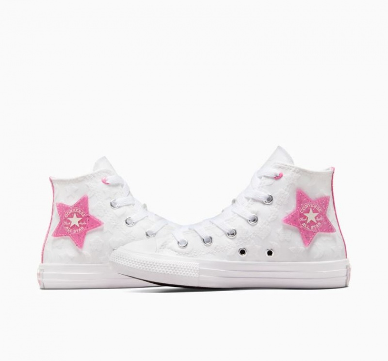 White Converse Chuck Taylor All Star Sparkle Kids' High Tops | NZ ZSEOP5168