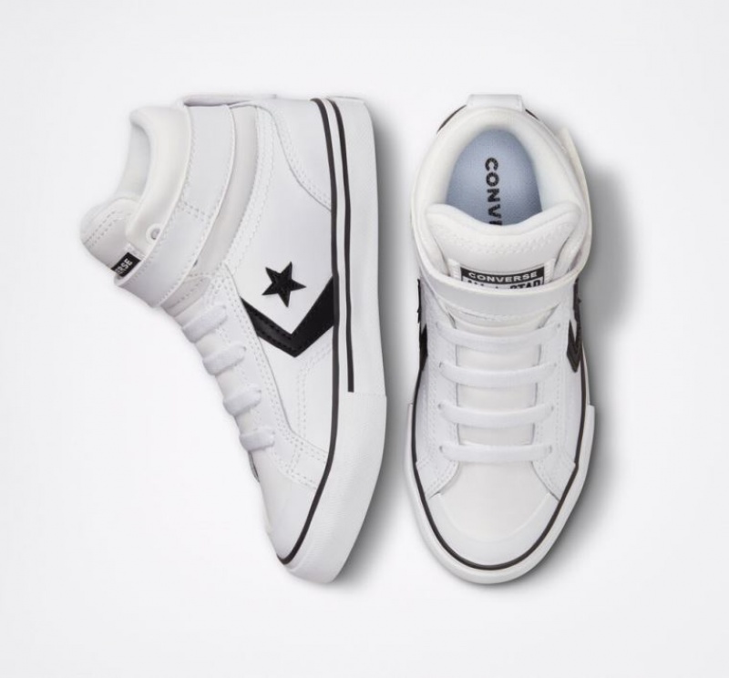 White Converse Pro Blaze Strap Leather Kids' High Tops | NZ BXGNJ0295