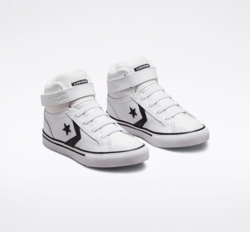 White Converse Pro Blaze Strap Leather Kids' High Tops | NZ BXGNJ0295