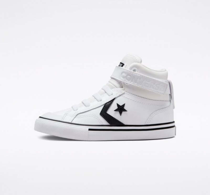 White Converse Pro Blaze Strap Leather Kids' High Tops | NZ BXGNJ0295