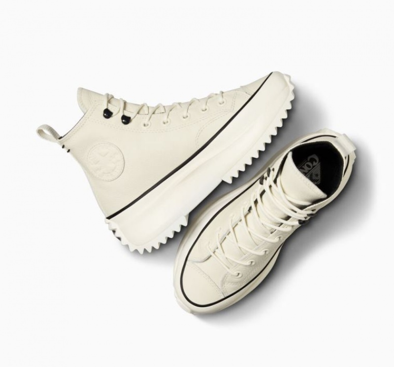 White Converse Run Star Hike Leather Women's Platform Sneakers | NZ LBFXZ1623