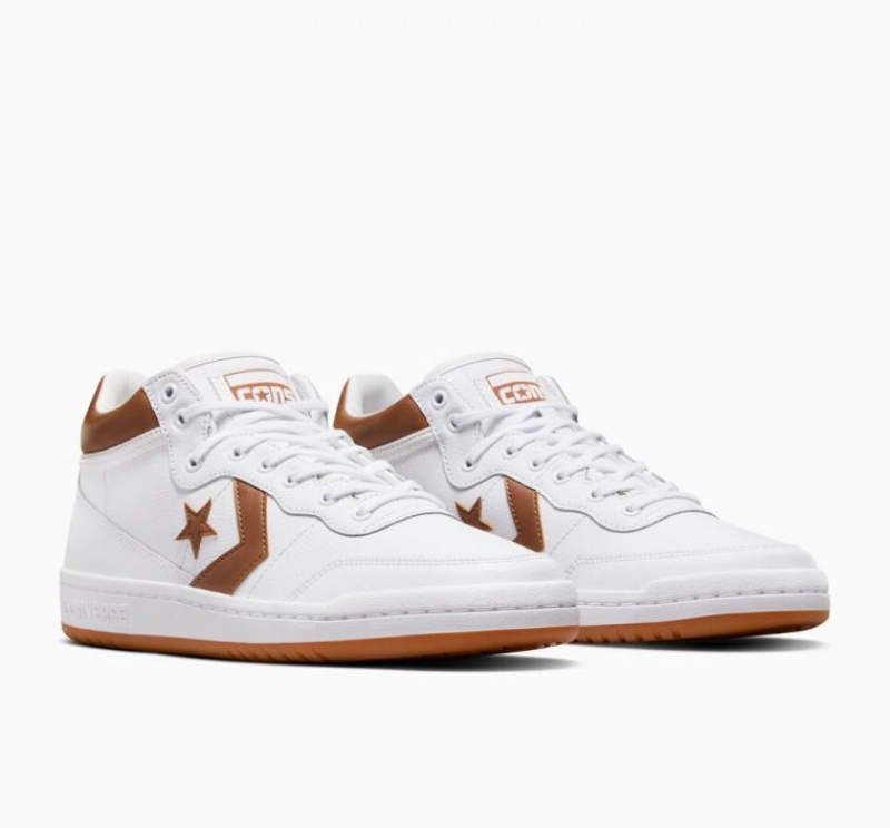 White / Brown Converse Cons Fastbreak Pro Leather & Nylon Women's Skate Shoes | NZ MFLKD5283