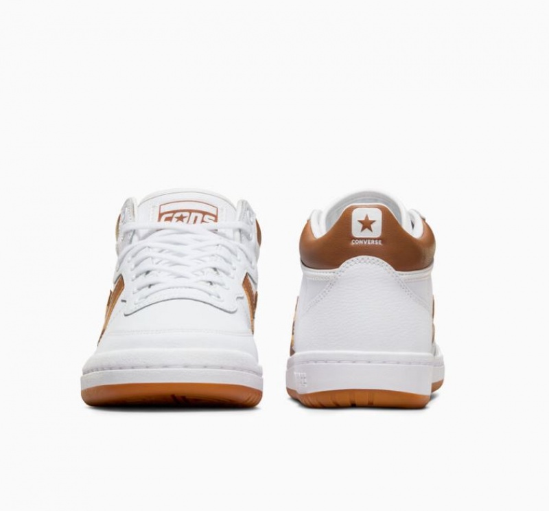 White / Brown Converse Cons Fastbreak Pro Leather & Nylon Women's Skate Shoes | NZ MFLKD5283