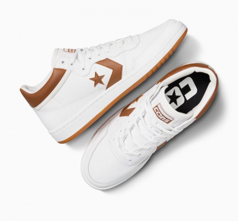 White / Brown Converse Cons Fastbreak Pro Leather & Nylon Women's Skate Shoes | NZ MFLKD5283