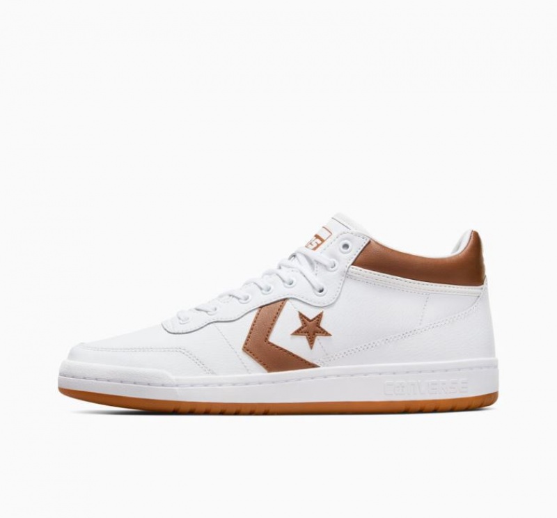 White / Brown Converse Cons Fastbreak Pro Leather & Nylon Women's Skate Shoes | NZ MFLKD5283