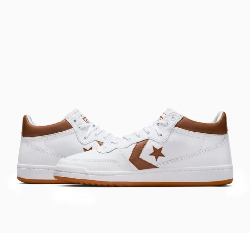 White / Brown Converse Cons Fastbreak Pro Leather & Nylon Women's Skate Shoes | NZ MFLKD5283