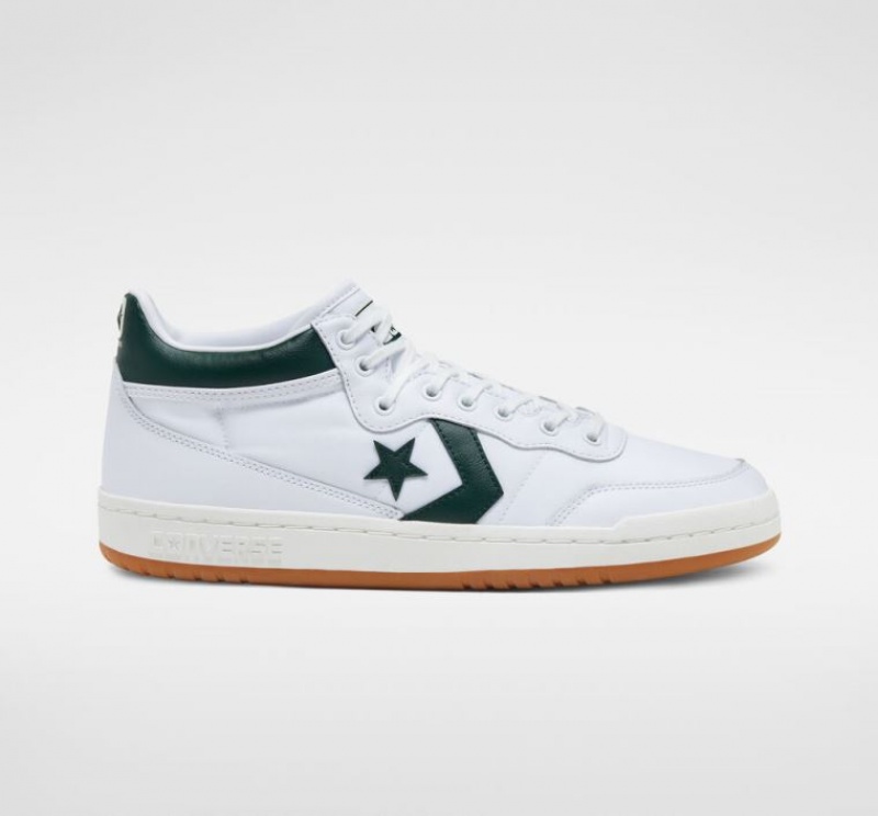 White / Green Converse Cons Fastbreak Pro Leather Men\'s Skate Shoes | NZ HNCTI9470